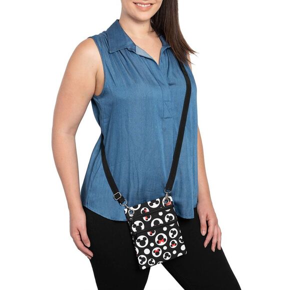 Disney Mickey & Minnie Mouse Passport Bag All-Over Print Travel Crossbody Purse - Picture 2 of 10